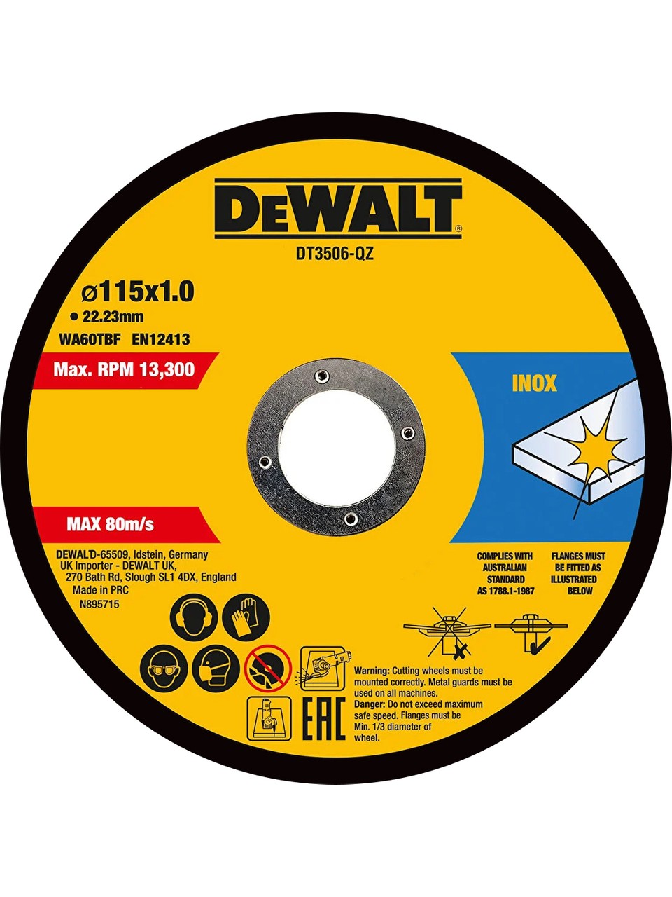 DEWALT DT3506 INOX KESME TASI 115 x1 10 PARÇA METAL KUTULU